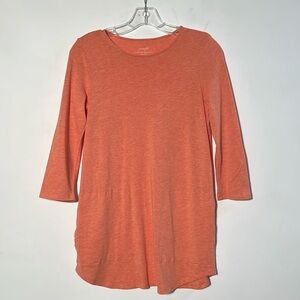 J. JILL Pure Jill Crew Neck Shirttail 2 Pocket 3/4 SLV Soft Orange Tunic SZ XS